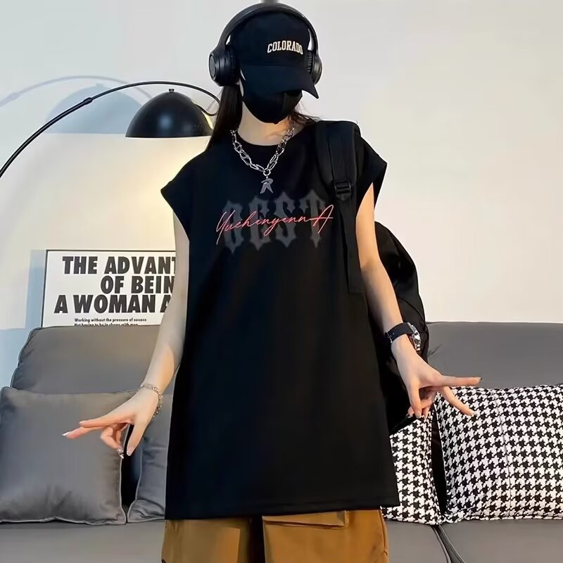 Heavyweight Suede Vest for Men and Women, Summer Trendy Brand, Stylish Short-Sleeve Top, Loose Plus-Size Sleeveless T-Shirt