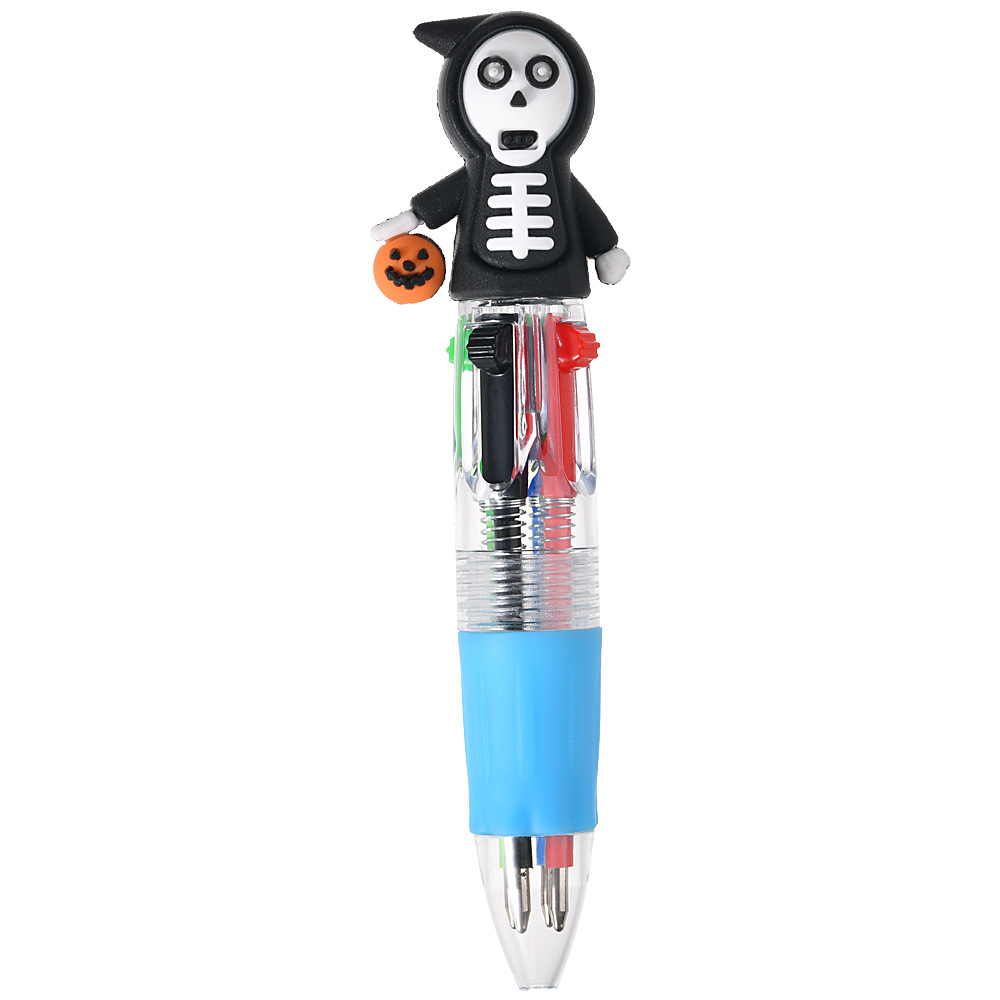 Serie de Halloween Bolígrafo de prensa de cuatro colores Mini bolígrafo lindo bolígrafo corto fácil de llevar Bolígrafo multicolor de la cuenta del estudiante