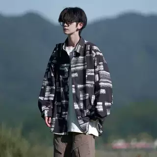 港风衬衫男潮牌ins痞帅宽松短袖花衬衣韩版潮流休闲夏天薄款外套