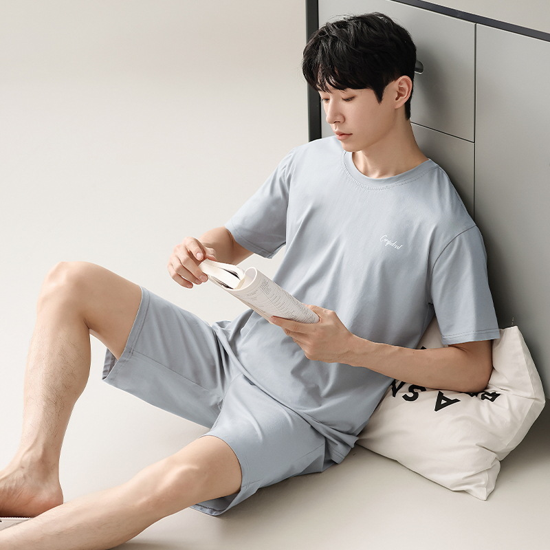 2025 Summer New Cross-Border Popular Modal Men's Pajamas Home Clothing Short-Sleeved Shorts Can Be Worn Casually