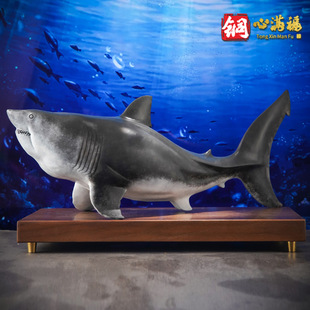 Factory direct brass ornaments "Megalodon" copper crafts home accessories living room decoration whale gifts