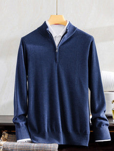 Autumn and Winter New Cashmere Sweater Men's Half Turtleneck Zipper Sweater Business Casual Cashmere Worsted Fashion Base Shirt