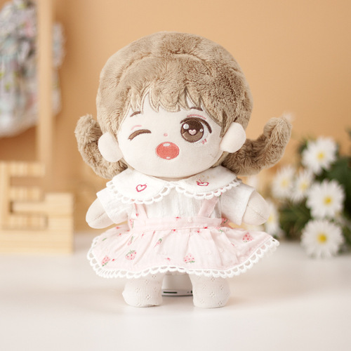 Cotton doll clothes chiffon strawberry suspender skirt 20 cm plush toy doll celebrity doll replacement baby clothes