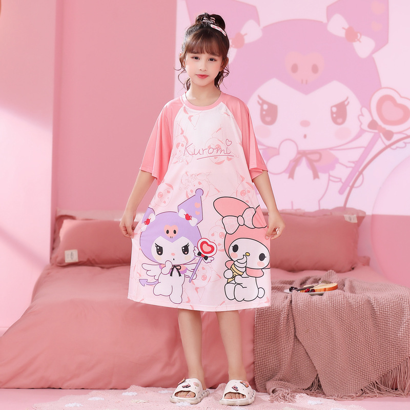 Madre-hija padres-hija vestido de pijama de niños osos de fresa chica vestido de verano hielo niñas pequeñas ropa para el hogar de niños mayores