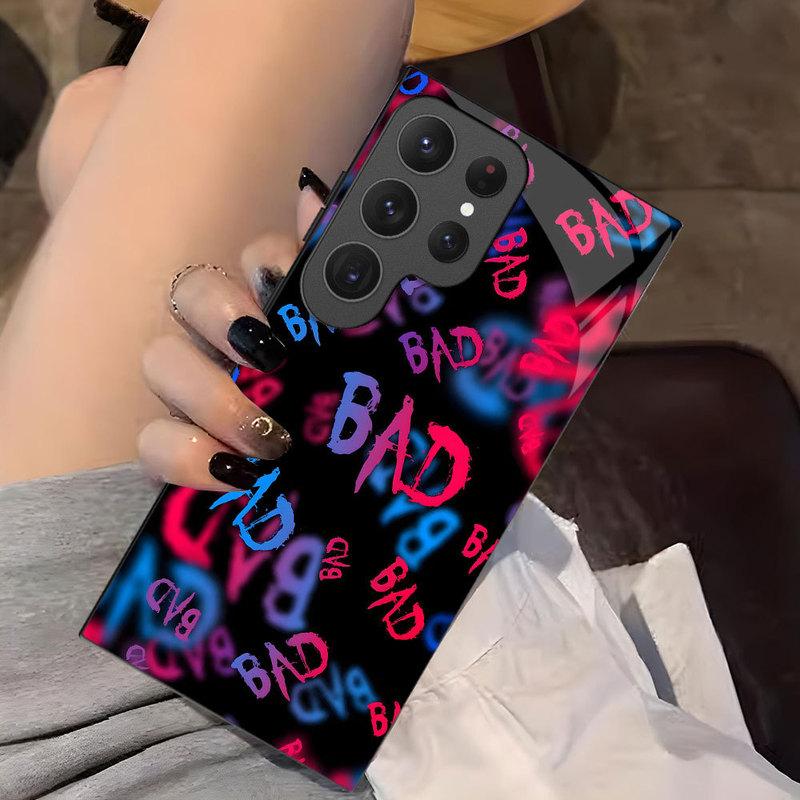 Cross-Border Supply of Samsung S21 Youth Edition Glass Case English S24Plus High-Transparency Mobile Phone Protective Case S20+ Classy