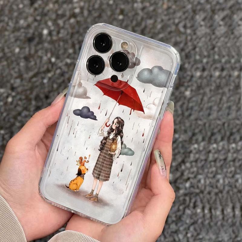 Cover protettiva per iphone con design ragazza con ombrello_voghion.com