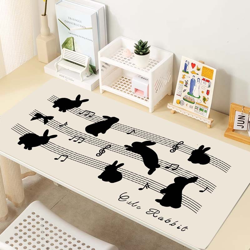 マウスパッドの巨大な手描きの蝶結びのウサギの大きいキーボードのパッドを大きくして、ロックを厚くします。|undefined