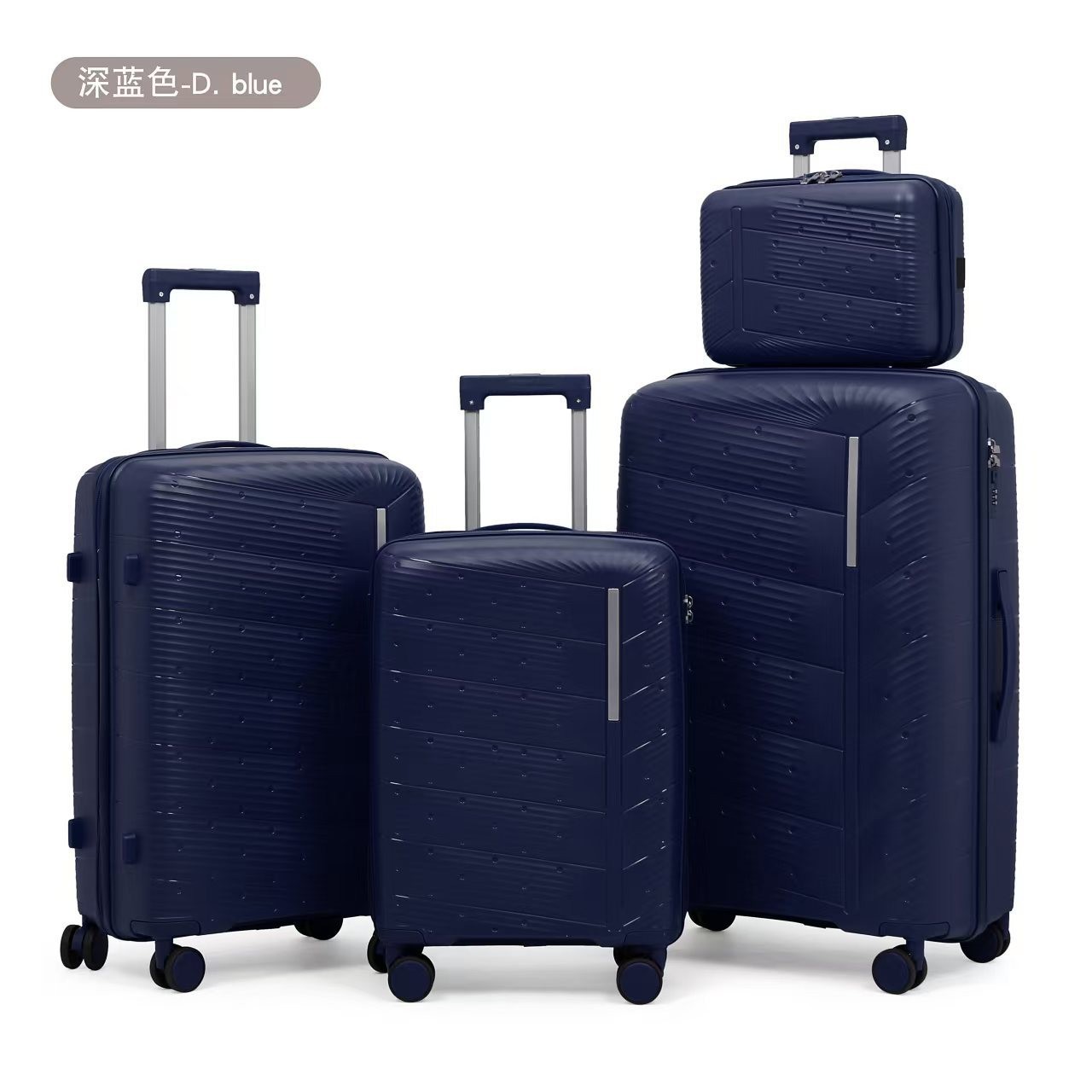 Procesamiento personalizado de cuatro piezas caja de tracción silenciosa rueda universal cremallera maleta de 20 pulgadas caja de cifrado maleta