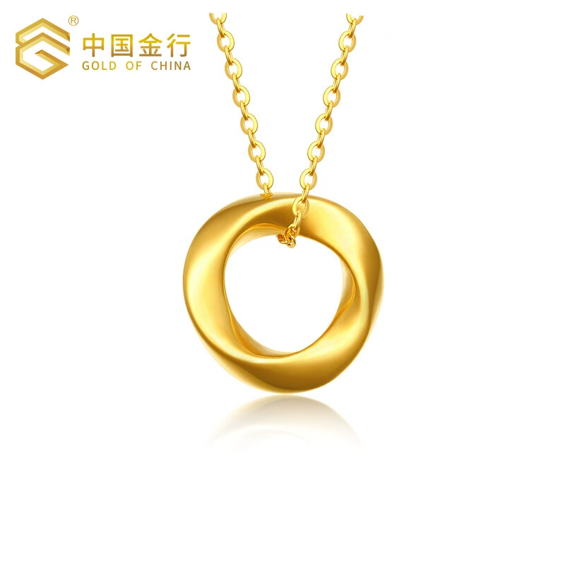999 Золотое кольцо Mobius золотой кулон 24K чистое золото ожерелье женское ожерелье ключица цепь подарок для подруги