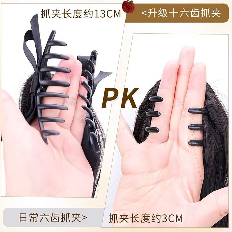 假发抓夹蝴蝶结卷马尾女自然仿真韩系马尾高颅顶增发量马尾假发|undefined