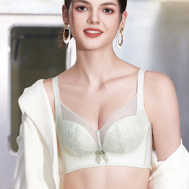 Sweet Lace Adjustable Bra Without Underwire, Small Bust Push-Up, Medium-Thick B Cup, Side Breast Collection, Anti-Sagging, Comfortable Bra
