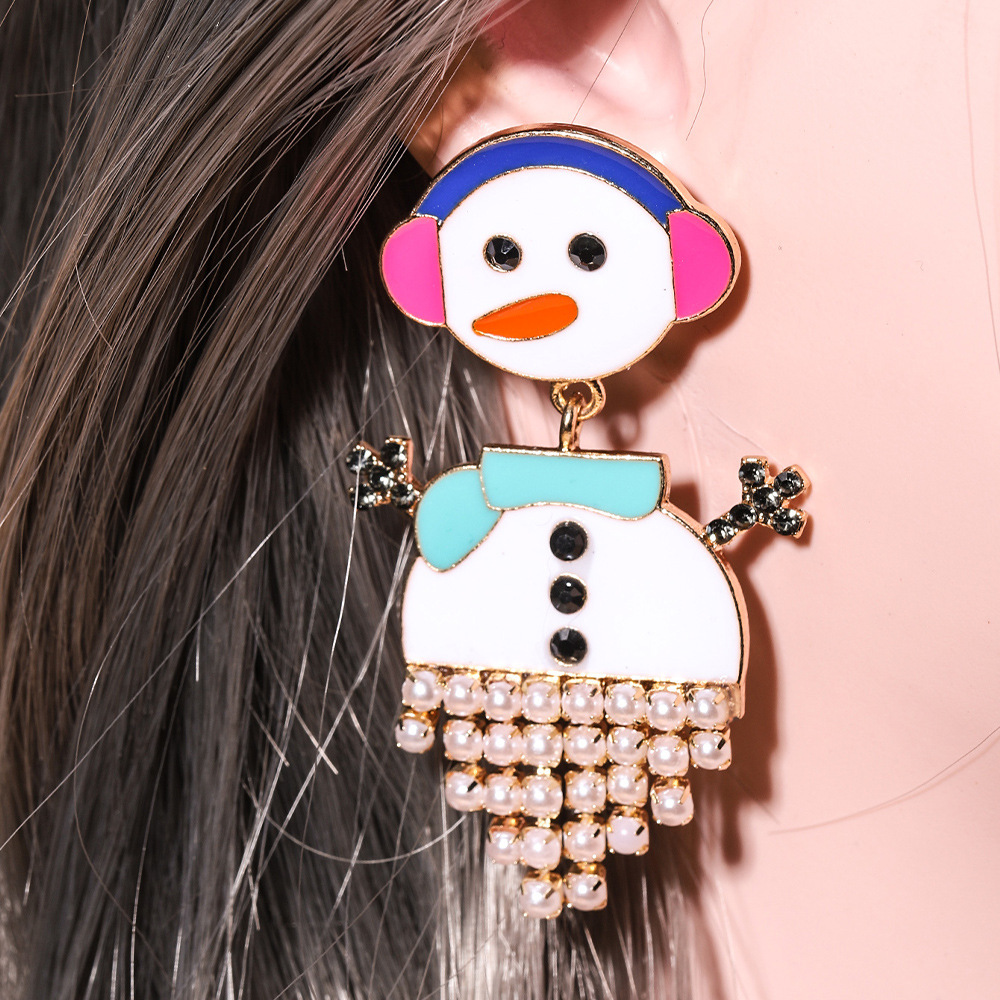 DH欧美跨境热销 时尚气质雪人耳针耳饰女 小巧创意装饰耳环批发