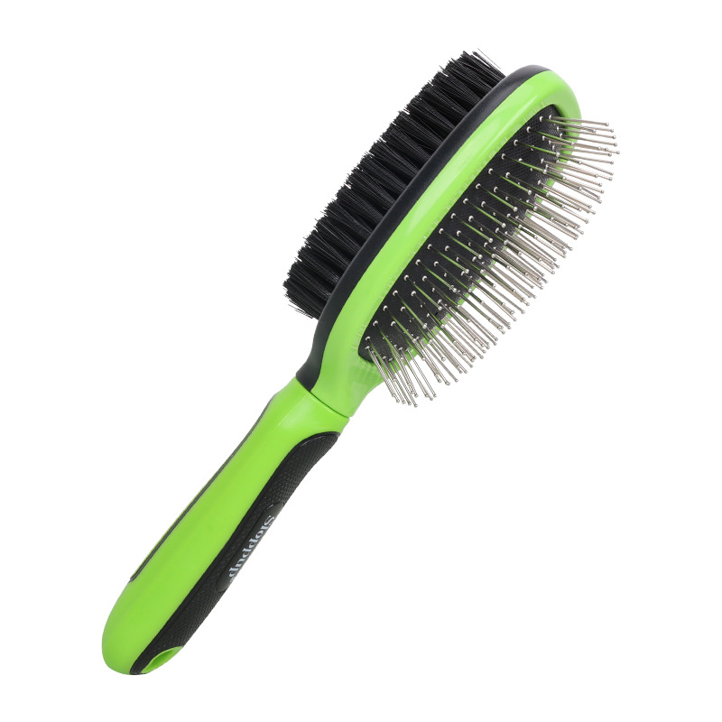 Peine para mascotas verde y negro, peine de agujas para desenredar, desenredar el pelo y eliminar el pelo suelto, peine para perros Teddy Golden Retriever, fabricante de peines para mascotas