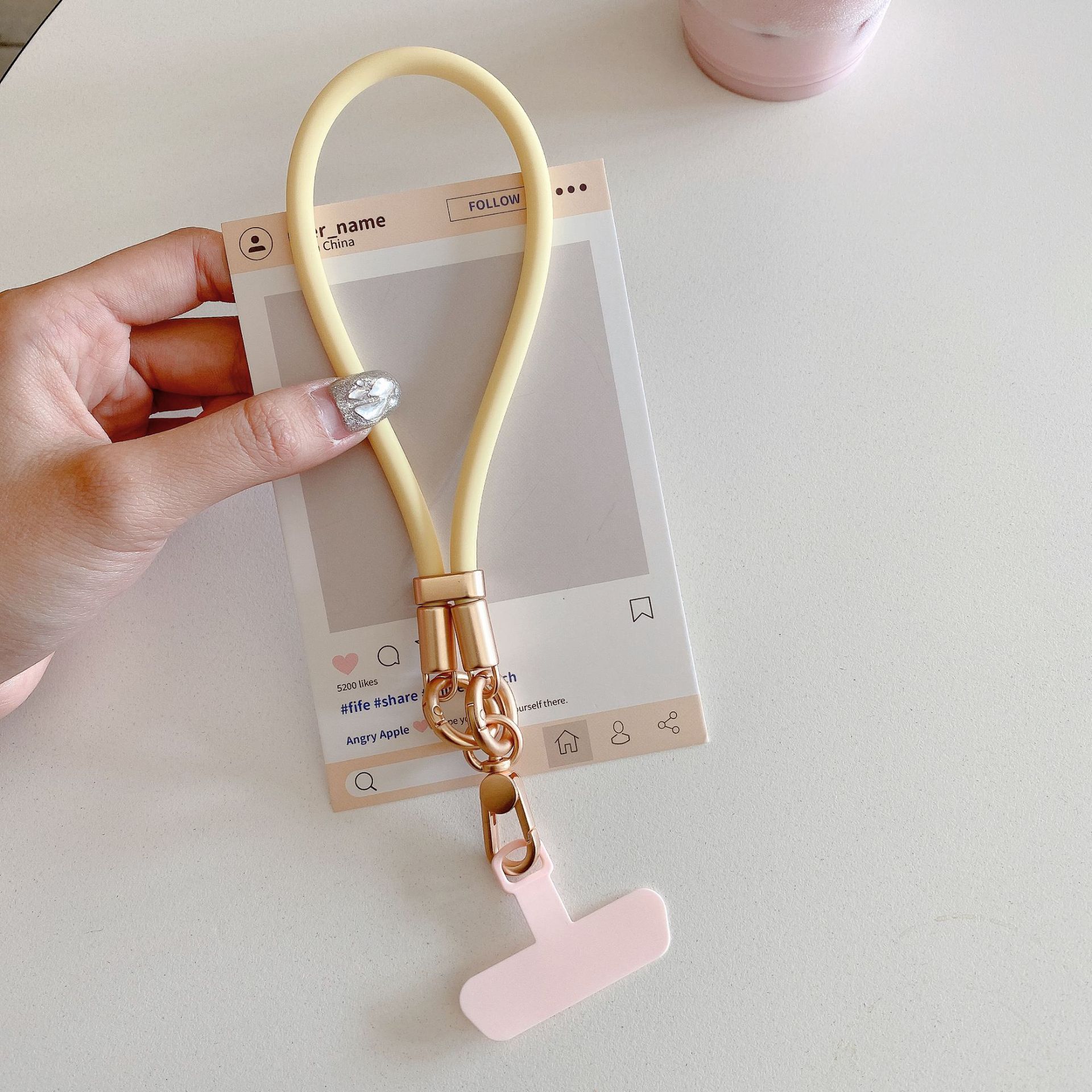 Silicona líquida cordón corto para teléfono móvil junta pulsera corta funda para teléfono móvil anti-pérdida para exteriores cadena de muñeca cuerda corta