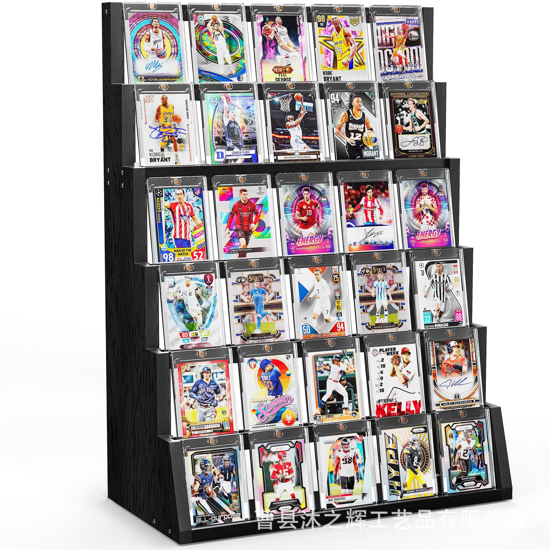 Cross-Border New Wooden Star Card Display Stand Six-Layer Solid Wood Trading Card Holder Wooden Trading Card Storage Rack