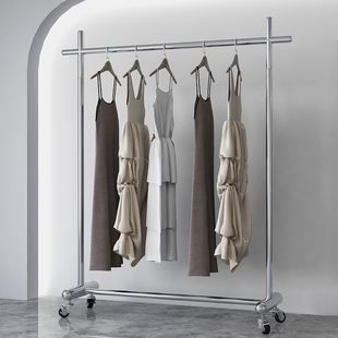 Clothing store display rack display stainless steel floor-to-ceiling hangers women's clothing store special shelves mobile hangers with outside