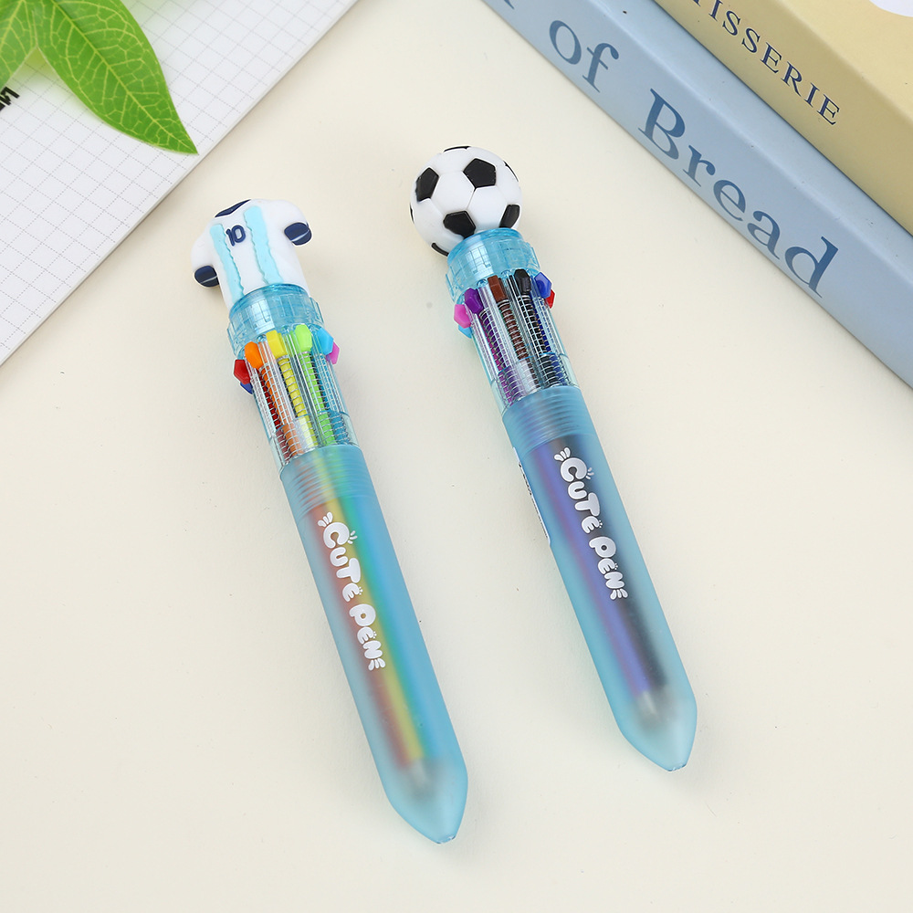 跨境新款透蓝色塑料多色圆珠笔学生多功能按动手账笔流畅顺滑彩笔