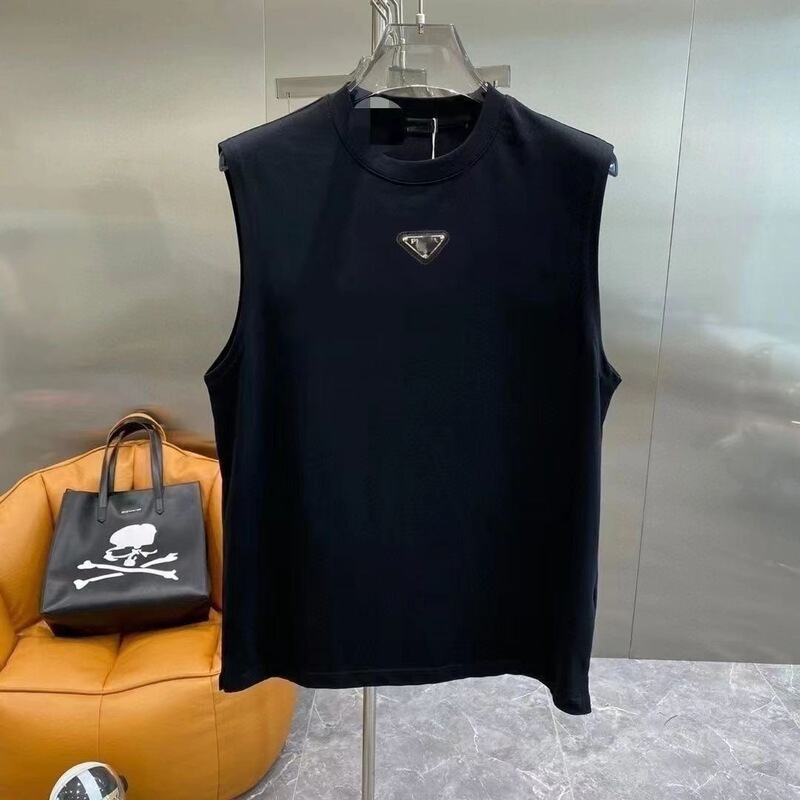 Cross-Border Pula Brand Pure Cotton Original Label Triangle Metal Label Tank Top Unisex Casual Sports Sleeveless T-Shirt Cross-Border Pula Brand Pure Cotton Original Label Triangle Metal Label Tank Top Unisex Casual Sports Sleeveless T-Shirt