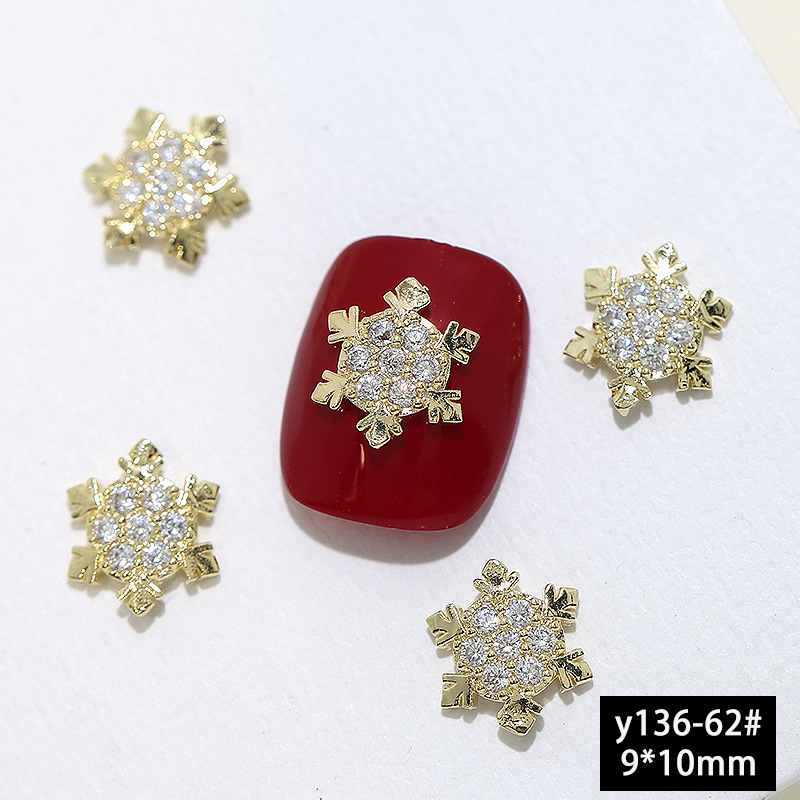 Nueva Luz de lujo de plata de Navidad ZIRCON accesorios de uñas flash de alto grado de copo de nieve ELK nail diamante joyería al por mayor