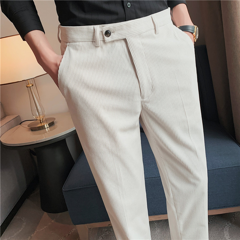 2023 Men's Casual Trousers Autumn and Winter Thickened Corduroy Pants Men's Slim-fit Korean Fashionable Suit Pants 2023 Men's Casual Trousers Autumn and Winter Thickened Corduroy Pants Men's Slim-fit Korean Fashionable Suit Pants