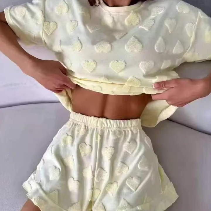 2025 European and American Cross-Border Casual Printed Suit New Style Shorts Fluorescent Yellow Cotton Jacket 2025 European and American Cross-Border Casual Printed Suit New Style Shorts Fluorescent Yellow Cotton Jacket