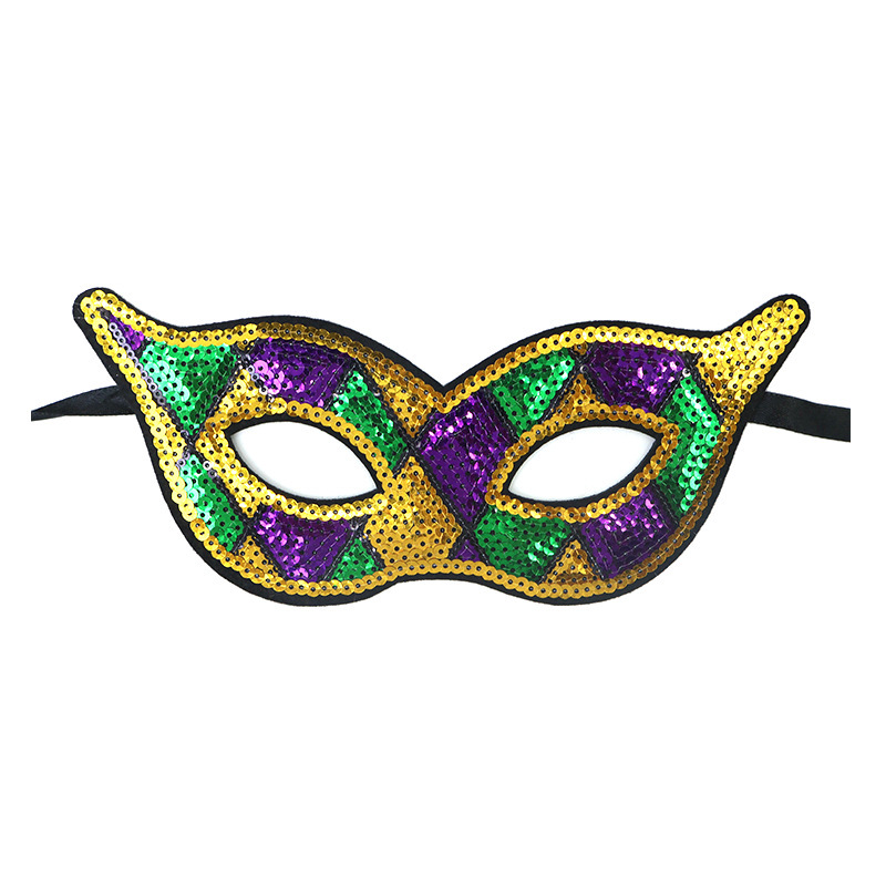 Máscaras de fiesta de carnaval plumas de color brazaletes Amazon oro púrpura verde sequillas payaso tricolor