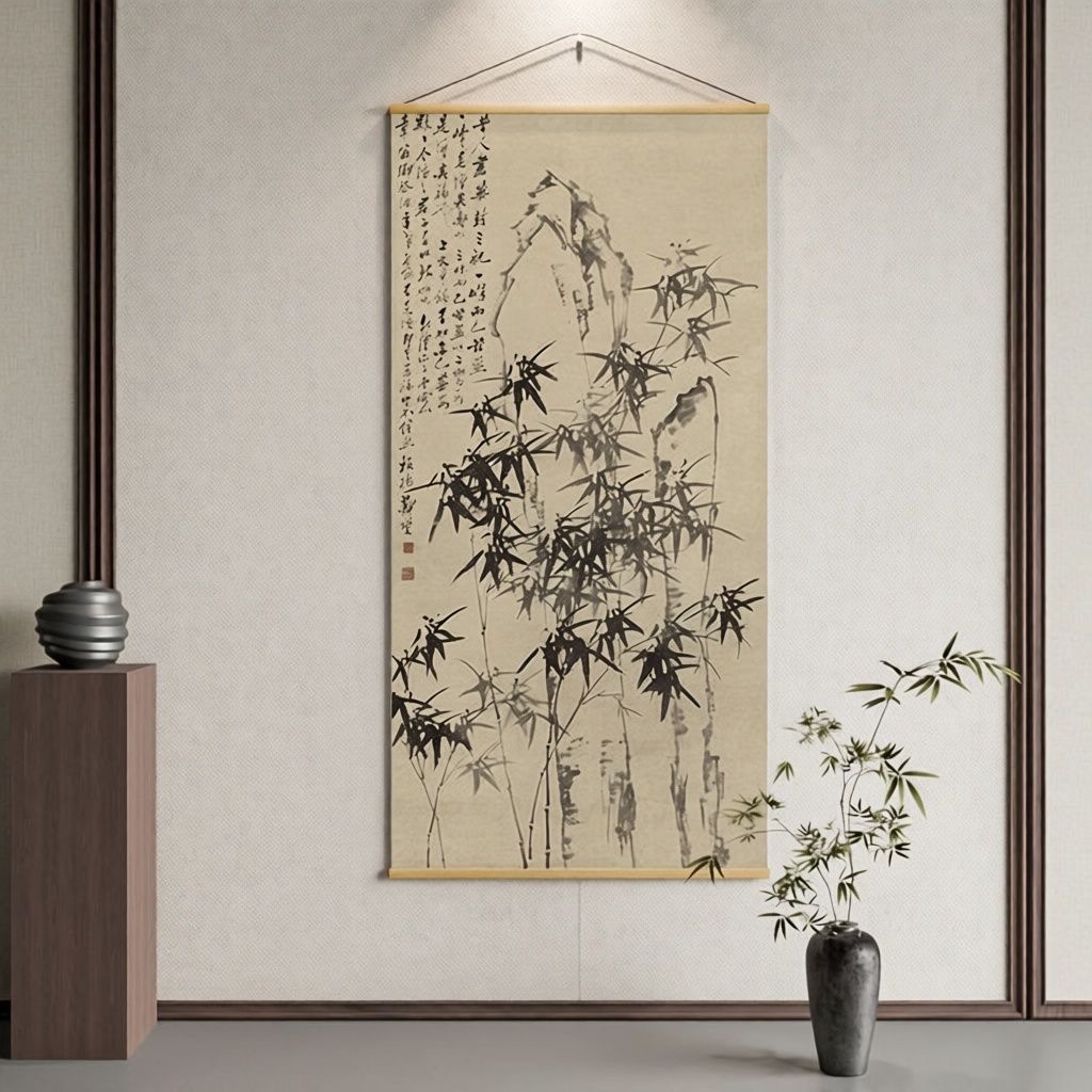 Zheng Banqiao's Bamboo Chinese Painting Masterpieces, Canvas Art, New Chinese-Style Living Room Decorative Paintings, Hallway Entrance Wall Art