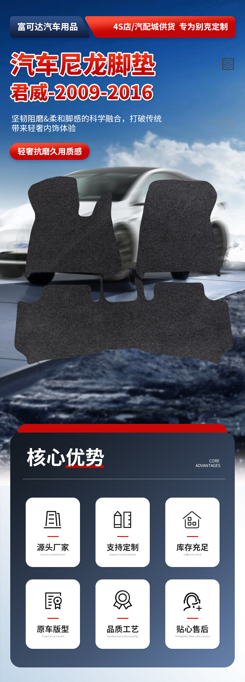 Suitable for Regal-2009-2016 Car Floor Mats, Fully Surrounded Nylon E Floor Mats, Special Car Floor Mats