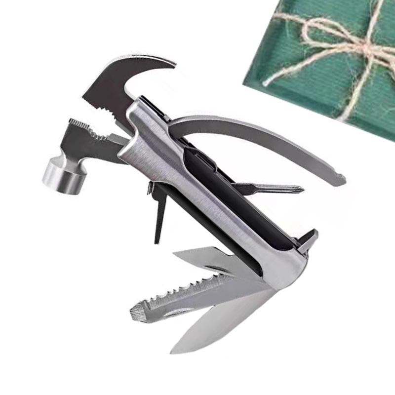 供应中号不锈钢车载拔钉锤羊角锤户外折叠工具应急锤