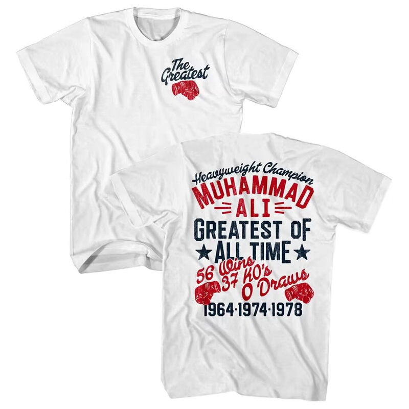Muhammad Ali Men's T-Shirt the Greatest Boxer Ever White Shirt Vintage Men's Clothing Pure Cotton