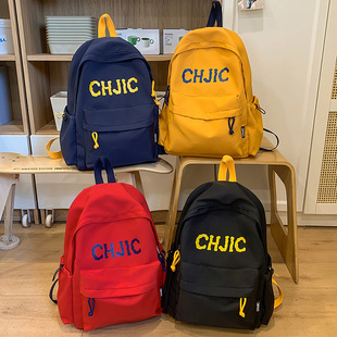 2025 New Trendy and Cool Student Schoolbags for Boys, Lightweight and Large-Capacity Simple Backpacks for Girls, Junior High School Students and High School Students Wholesale