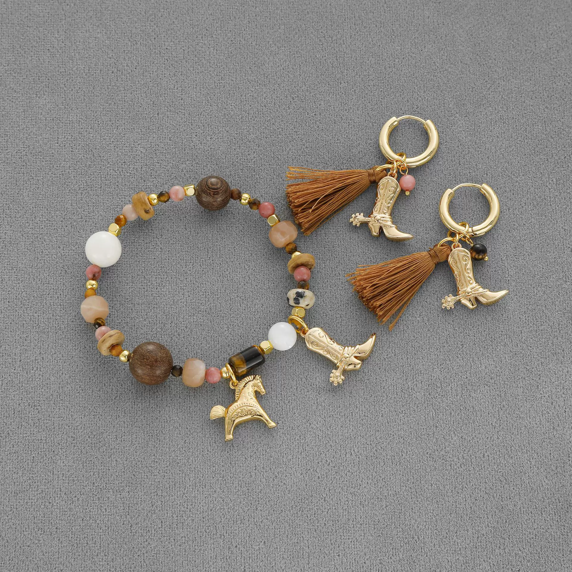 26年映岁鞍韵系列小马手链新中式小众度假风简约马头流苏耳坠手链