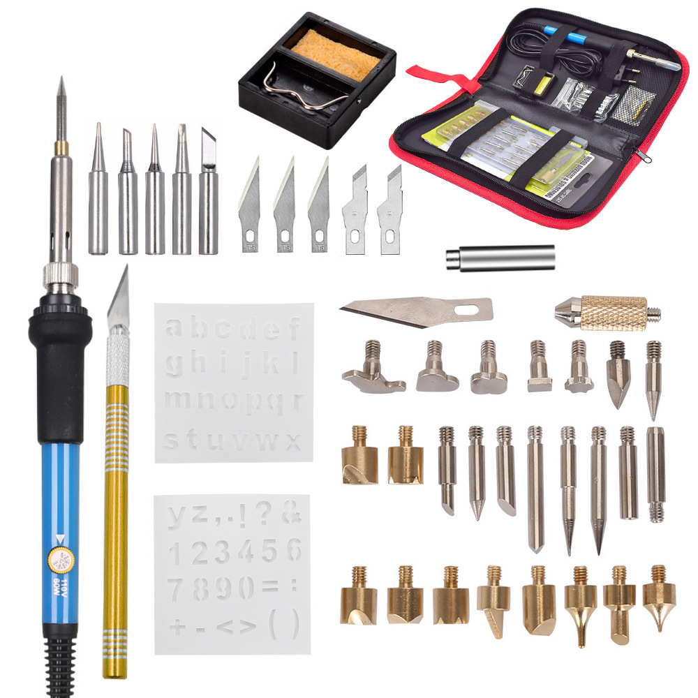 60W欧美规可调温烙画笔烫画雕花工具套装 电烙铁焊接维修工具包套