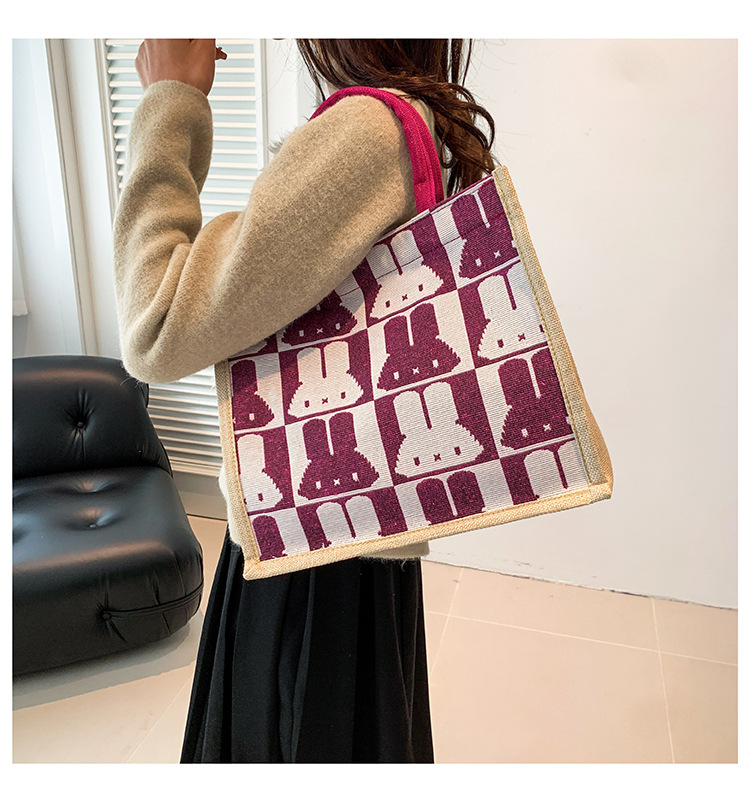 High-end mid-capacity canvas school commuting handbag 2024 new style fashionable and versatile linen single-shoulder tote bag undefined