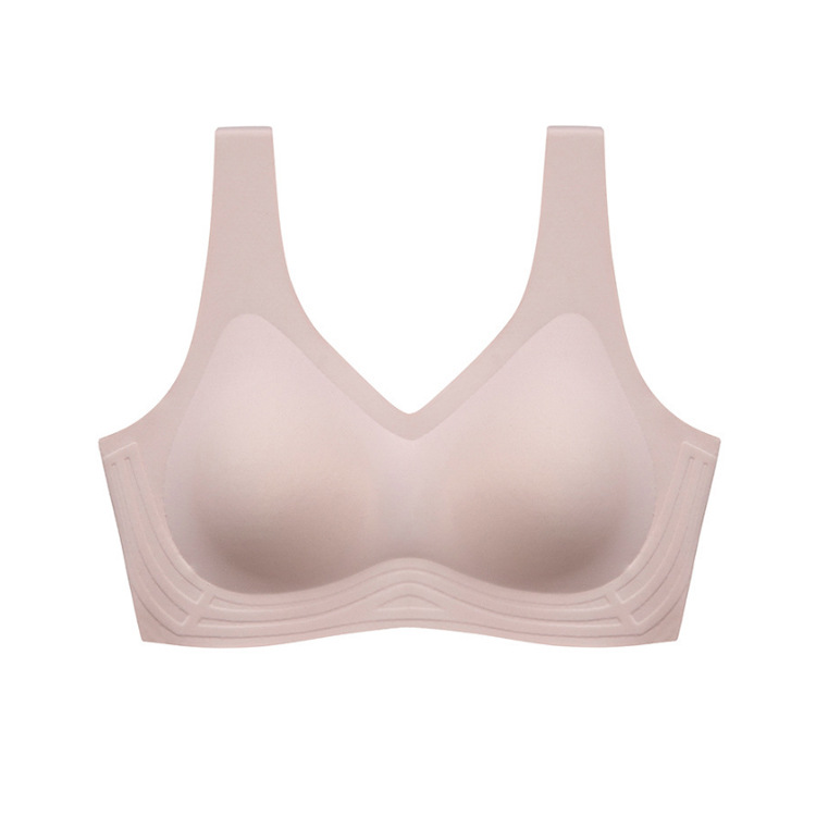 Tira de jalea soporte suave hombro ancho belleza espalda ropa interior sin costuras las mujeres cómodo inalámbrico transpirable látex Sujetador push up 116
