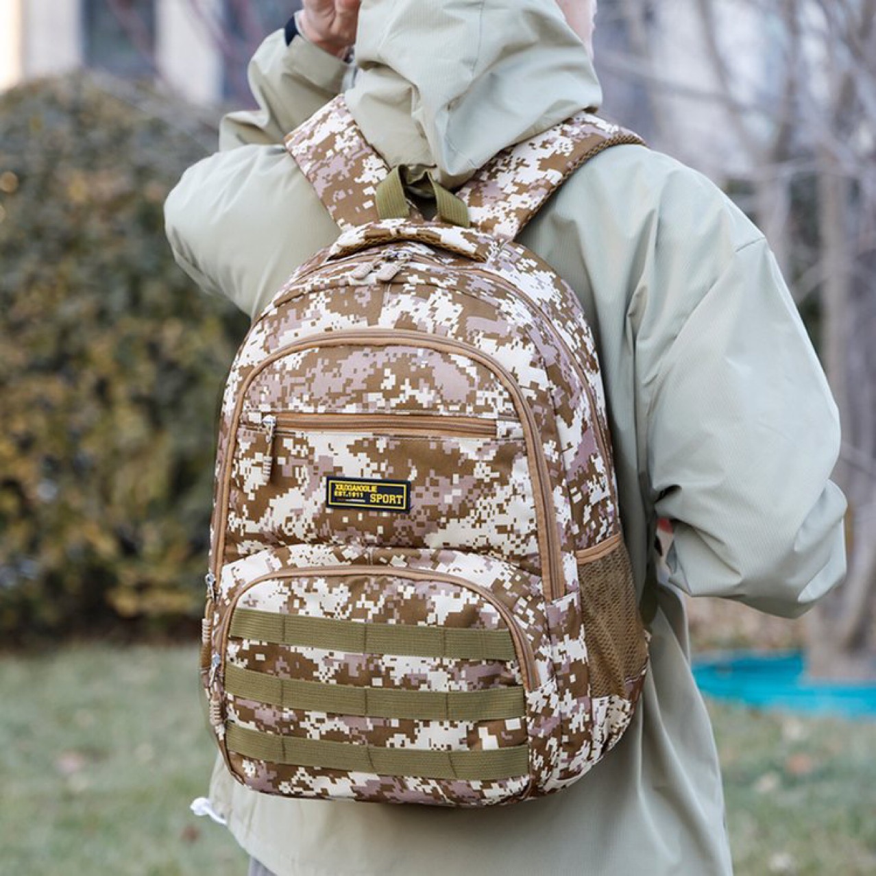 Mochila de viaje deportivo al aire libre de gran capacidad para hombres, mochila táctica de campamento de campo, mochila escolar para hombres y mujeres