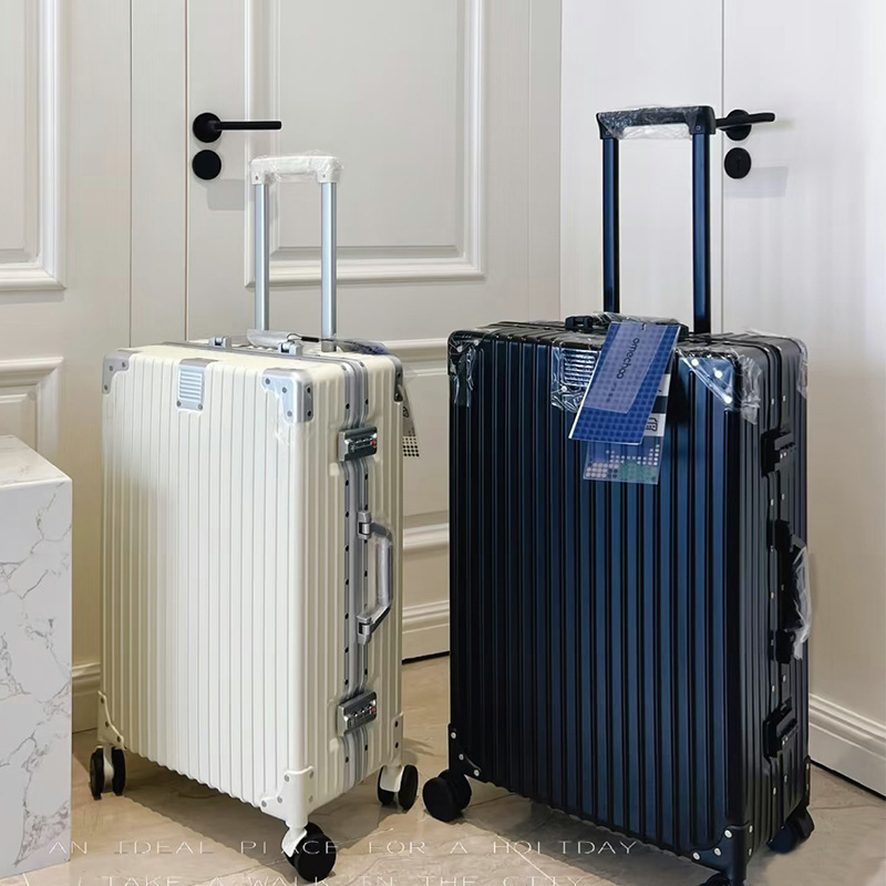 Aluminum frame luggage case 24 inch anti-fall suitcase luggage female 26 boarding case password box leather case LOGO printing