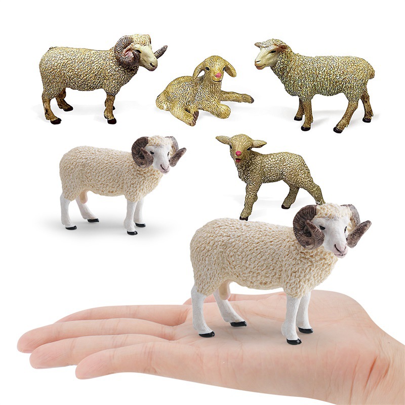 Simulación granja Rancho paisaje en miniatura animal ovejas modelo traje sólido estático bebé madre ovejas