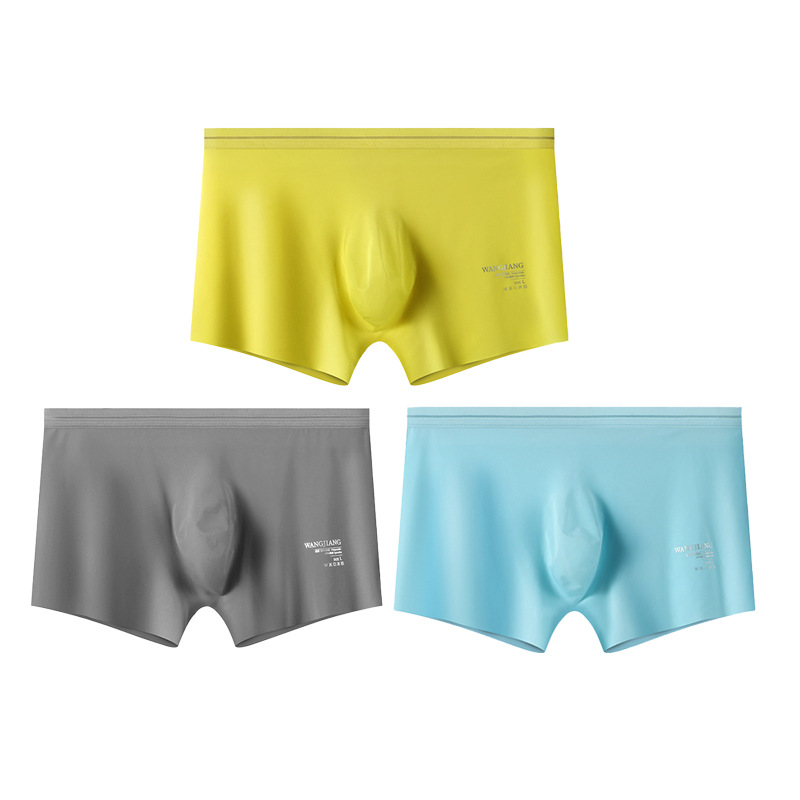 Nueva ropa interior de seda de hielo para hombres desnudos cintura baja ropa interior de secado rápido para hombres bolsa convexa de U ropa interior transpirable para hombres al por mayor