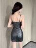 V-neck sparkling pleated camisole dress with elegant temperament