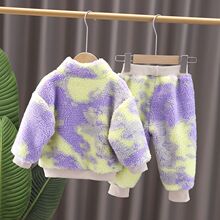 女童秋冬装套装2025新款洋气女宝宝冬季加绒加厚卡通卫衣两件套潮