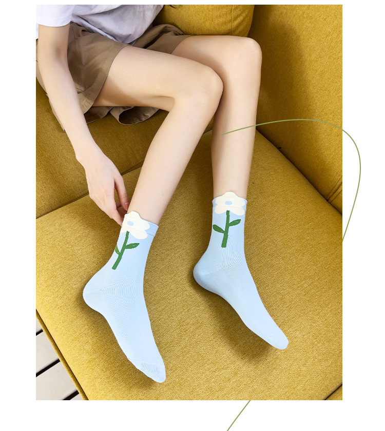 立体小花中筒袜_14