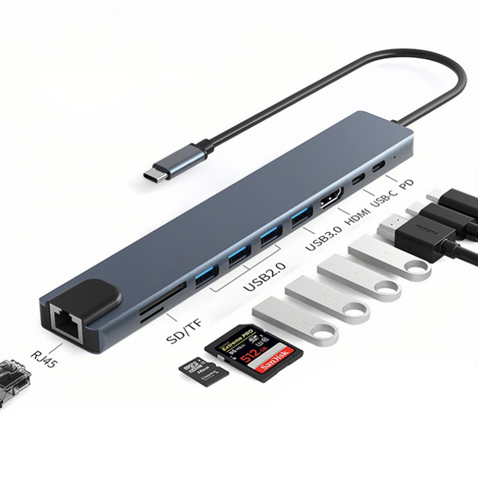 Cross-border 8 - in - one docking USB3.0hub para macbook ipad docking OEM personalizado mayorista image 34