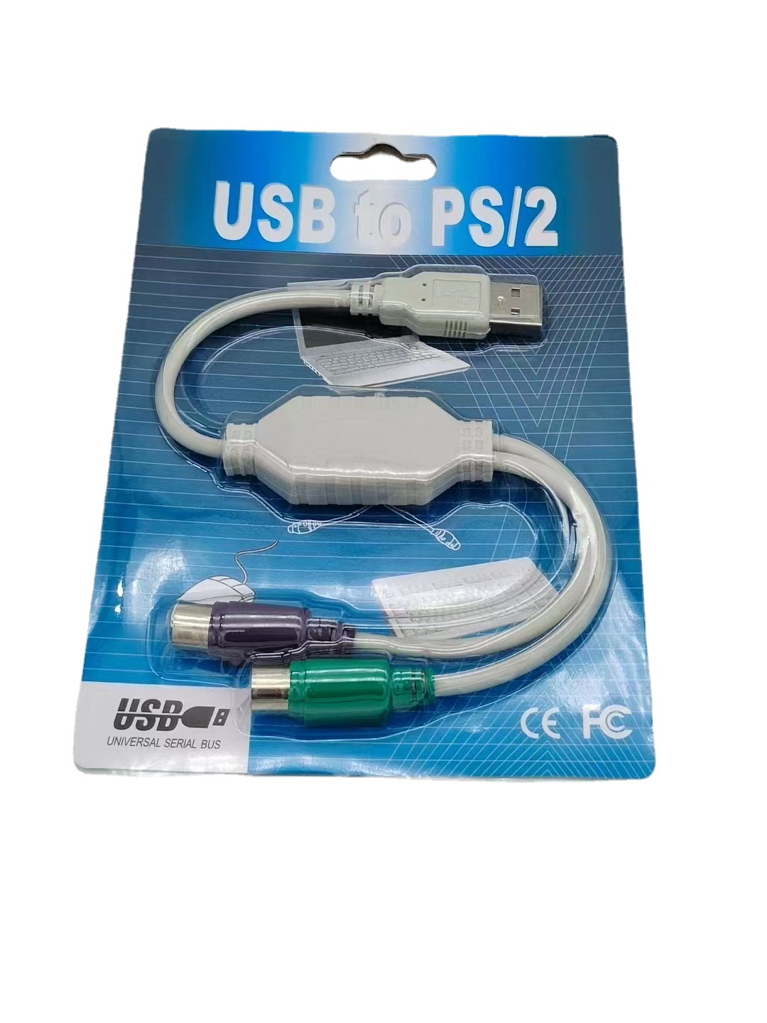 USB转PS2线 PS2 转接线 USB转键盘/鼠标转接线USB一分二