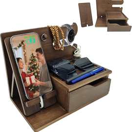 木质黑胡桃木色收纳架床头支架手表戒指储物架卧室眼镜耳机杂物架