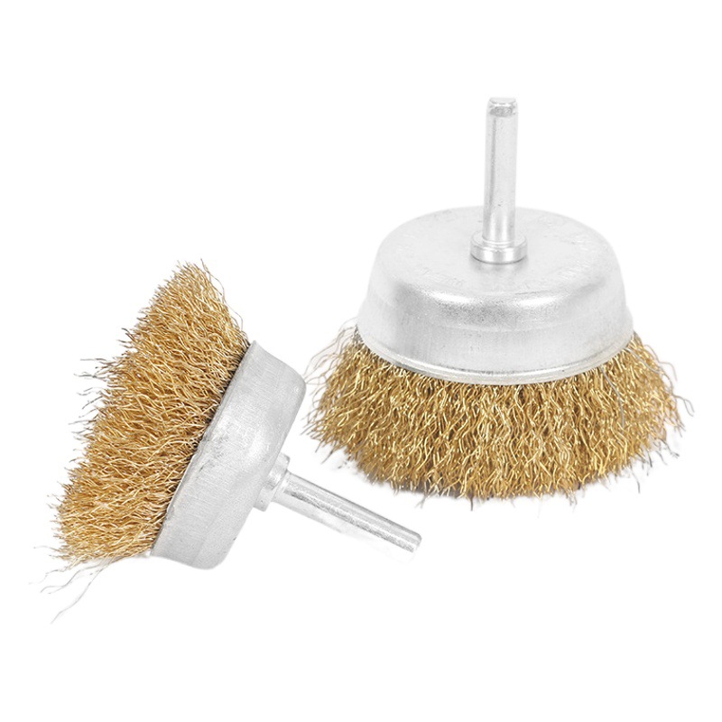 Cepillo de alambre de acero transfronterizo tipo tazón tipo pluma tipo T pulido eléctrico rectificado taladro eléctrico rectificado eliminación de óxido rueda de alambre de acero con traje de mango