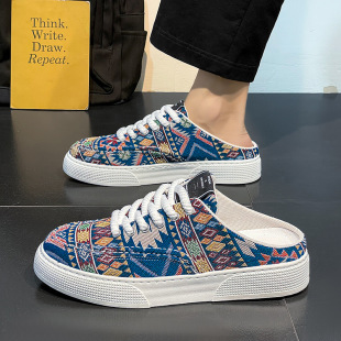 Canvas Shoes Men's Summer Niche Trendy Brand Sports Breathable Sneakers Men's All-match Heel-free Slip-on Slippers