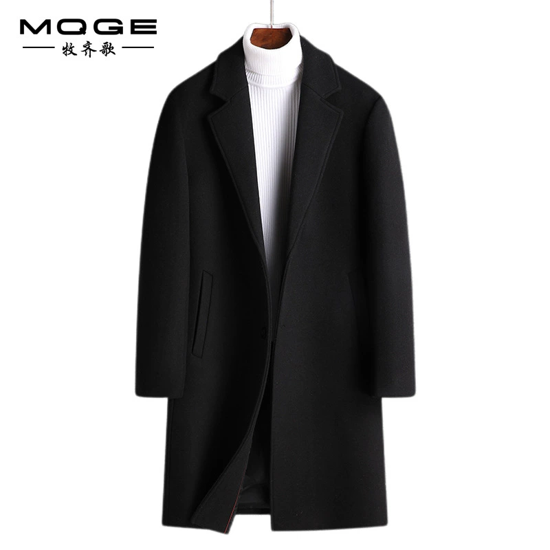 Осенняя и зимняя новая мужская шерстяная шерстяная куртка средней длинности с воротником