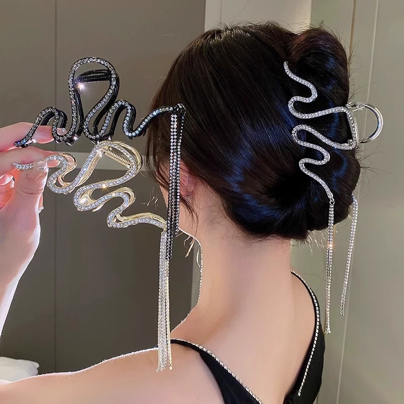 タッセルヘアピン 2025 新しいヘアピン後頭部用大型グリッパーハイエンドヘアシャーククリップヘアアクセサリー|undefined