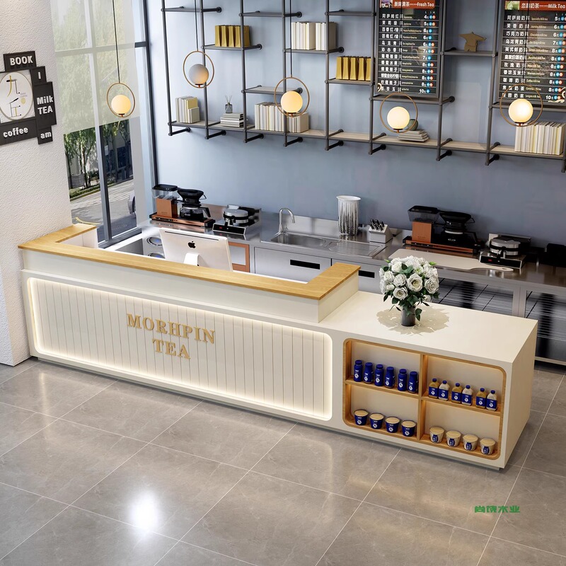 Simple Cafe Milk Tea Shop Bar Company Front Desk Baked Fruit Clothing Store Cashier Beauty Salon Reception Desk